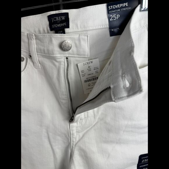 J.Crew Stovepipe White Jeans Signature Stretch+ Size 25P Petite NWT $118 - Picture 8 of 10